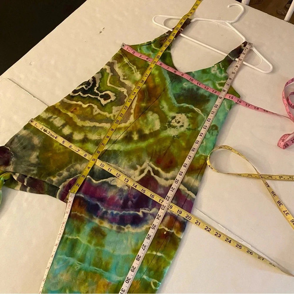 Handmade Geode Tie Dye Jumpsuit Romper Jumper Womens Small Cotton Chartreuse - Picture 10 of 12